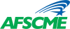 Logo on transparent background with blue star and swoosh and AFSCME in green font beneath