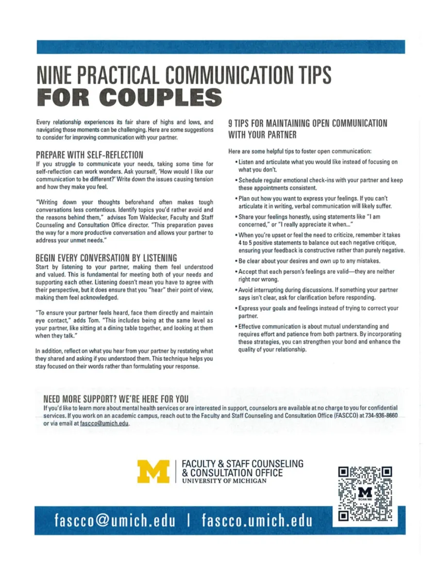 UM-FACCO Nine Practical Communication Tips for Couples