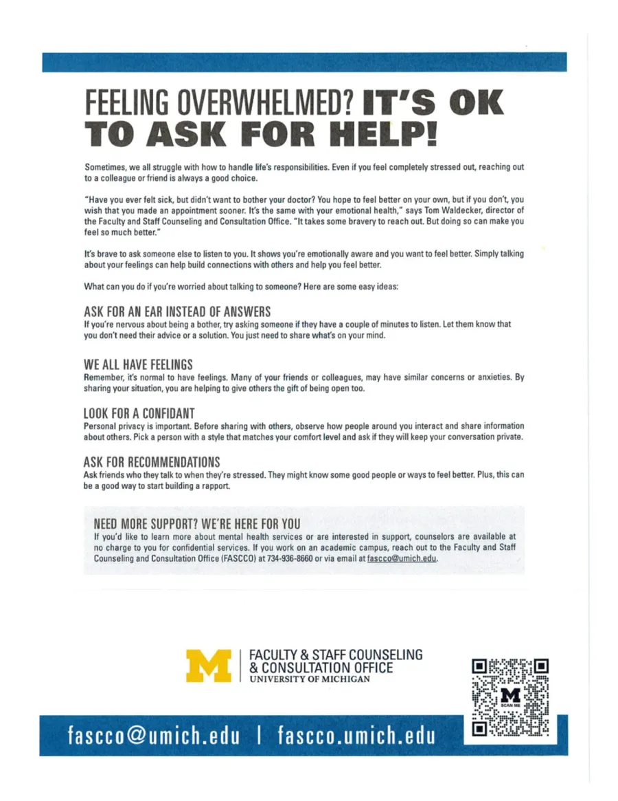 UM-FASCCO Resource - Feeling Overwhelmed?